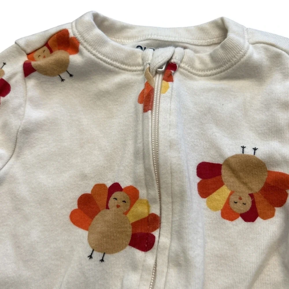 Old Navy Thanksgiving Turkey‎ Outfit Size 6-9 Months Girls Boys Unisex Zip (4)